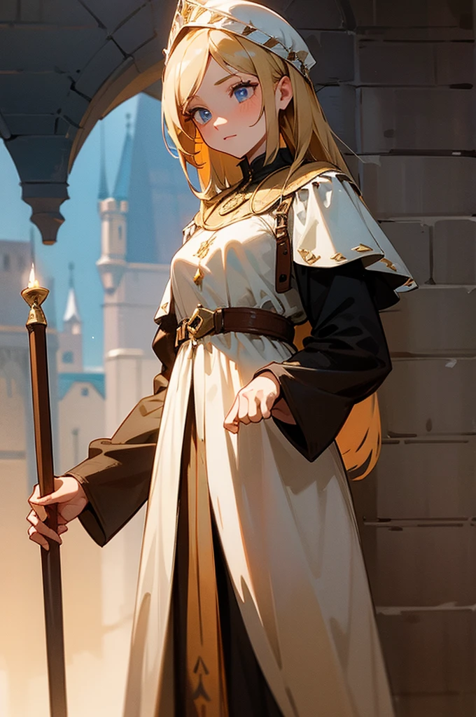 young female, Medieval era, knight, castle background