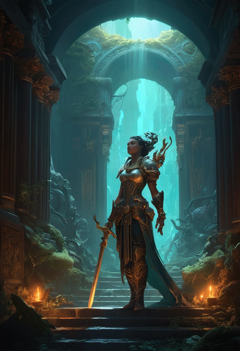 masterpiece, best quality, (extremely detailed CG unity 8k wallpaper), (best quality), (best illustration), (best shadow), absurdres, realistic lighting, (Abyss), beautiful detailed glow, art by PeterMohrBacher,