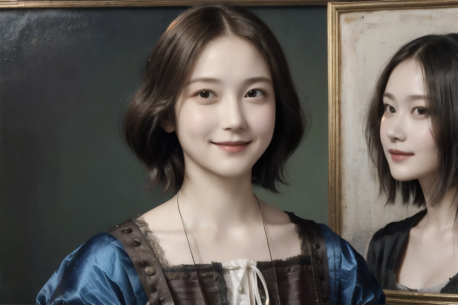 261 20-year-old female, (Short Hair 46),(Genuine,chest),Old-fashioned smile,(Paintings by Leonardo da Vinci)