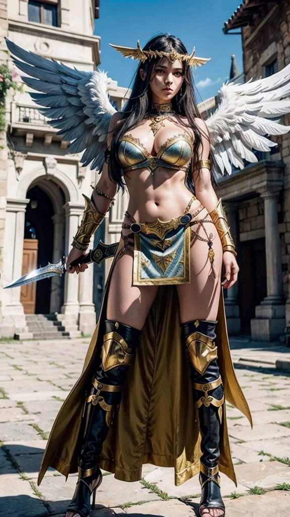 a drawing of a woman with a sword and a dress, barbarian mulher warrioress, barbarian woman, very beautiful barbarian woman, warrioress, north adult warrioress, portraite de uma barbarian woman, mulher vampira warrioress, a very beautiful berserker woman, north warrioress, mulher warrioress,, portraite de uma barbarian woman, full body majestic angel, garota angel cavaleiro, angel, angel feminino alto, linda garota angel ciborgue, beautiful female cleric, cushart krenz arte chave feminino, seraphim, shadowverse character concept, goddess. extreme hight detail, ( ( concept character art ) ), Araffe Angel with golden wings walking on a street, full body majestic angel, super angel largo, angel largo shot, angel largo, asas de angel épicas, tiro no corpo da goddess cinematográfica, epic angle and pose, angelic wings on her back, Thick, Panas, linda garota angel, de lindo angel, tiro distante de angel alto, foto gigante e impressionante da goddess, There's a woman with hair and a face, looking at the camera, Guweiz styleless art, ! artegerm dream, Lois van Baarle e Rossdraws, estilo de arte realisitic, model iG | artegerm, Sem style Ross Tran, inspired by Ross Tran, artegerm style, artegerm e atey ghailan, Gold-plated Araffe in front of a building, angelic golden armor, unreal motor render Knights of the Zodiac, golden goddess athena, greek goddess athena, wearing gold armor, 3 d goddess minerva, Knights of the Zodiac, - The Mariner Galaxy. Very beauthful, Atlantean mystical valkyrie, wearing gold armor, gold wings, realisitic, detailed symmetrical eyes, detailed gorgeous face, Figurative, fine arts, oil on canvas, HDR, 8k, Original character, high resolution, high détail, facefocus, portraite, , middle Ages, Classicism, style of Andrey Atroshenko, painting-like, Traditional media, realisitic,([long hair hair]:1.8), (full body:1.8),Detailed eyes, detailed face, PERSEPHONE, (:1.5)