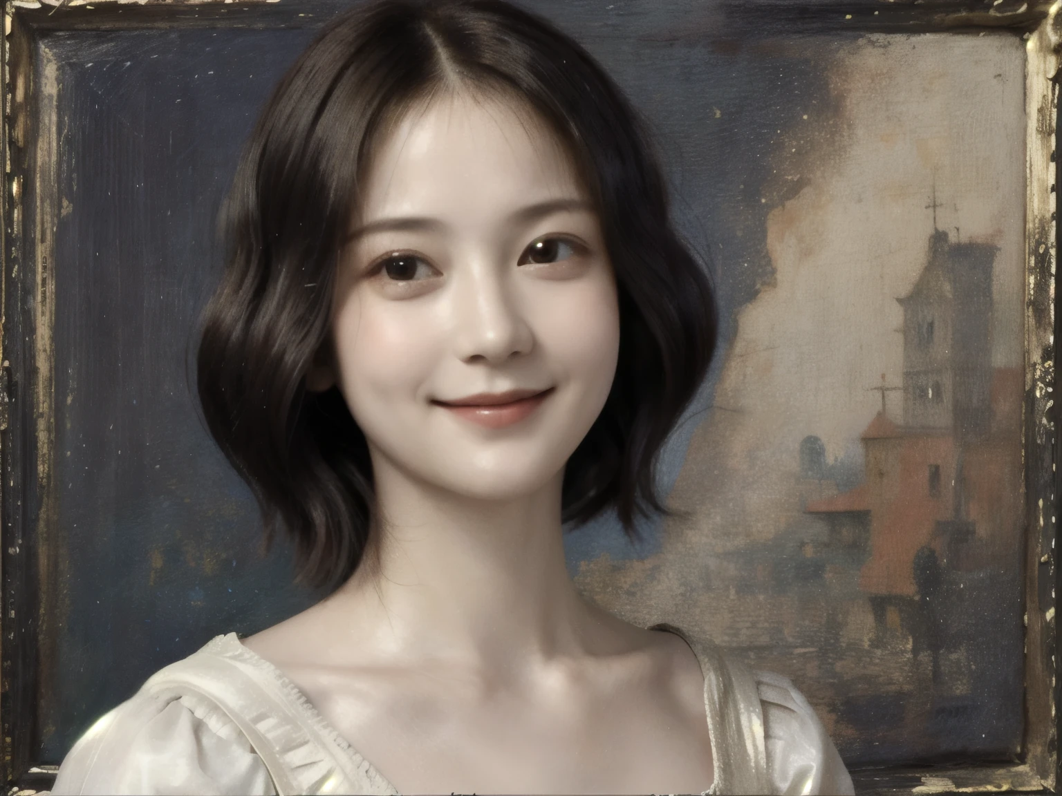 261 20-year-old female, (Short Hair 46),(Genuine,chest),Old-fashioned smile,(Paintings by Leonardo da Vinci)