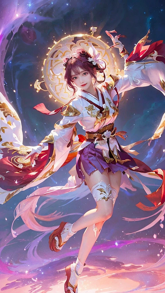 anime girl with a pink hair and a white dress holding a large white object, onmyoji detailed art, beautiful celestial mage, inspired by Pu Hua, onmyoji, astral fairy, cushart krenz key art feminine, splash art anime, anime fantasy illustration
