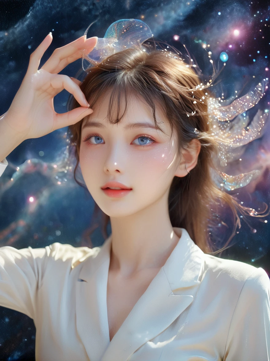 1 Girl,Alone,Look at the audience,(Young cute beautiful 18 years old girl:1.4),3D Face,Beautiful Girl,Beautiful Face,pretty,girl face,Korean Idol,Supermodel,Stunning and innocent symmetrical face,Perfect body,Medium chest,Slim waist,Slim legs,(High Detail Skin:1.4),Glowing eyes,goddess,Natural skin texture,Smooth skin,White skin,Beautiful and detailed face,Detailed face,Real skin texture,Delicate and cute face,Detailed face,Golden Ratio,Golden Ratio脸,Expressive eyes,Perfect face,Perfect skin,Flawless face,Clear face,Smooth hair,Pale skin,Proper body proportion,Perfect human anatomy,Realistic skin texture,Plump lips,Glossy lips,Natural Makeup,Beautiful bright pupils,Slender figure,Complex eyes,Detailed pupil,Detailed face and eyes,Long eyelashes,Blush,Good hands,Perfect hands,pretty的脸,Beautiful female body,Delicate skin,Shiny, shiny skin,break in,((((Standing,(Suits,Single,Danma Dan:1.4),(Gentle smile,kung fu pose,landscape背景,Detailed and beautiful glossy clothing,Blush,fantasy,shining,Dust flying,landscape,plum bossom,plant,Open your mouth:1.3),(惊蛰节气的landscape表现春雷唤醒土壤中的冬眠动物,Like a high-level image of natural recovery and rebirth:1.3),(whole body:1.2),(Eyes Focus,Face Focus,Role Focus,closeup faces:1.2),(Dutch angle,Cowboy lens:1.3),(The Hands of Guido Daniel:1.4),Bangs,Color Refraction),break in,(Pure love face_v1:0.4),(microorganism,plant,Marine life,Exquisite eyes,Starry Sky,Stitching together an abstract painting,Describing the inner world of autistic people,Sense of space,White Space,interesting,Innocence,Psychedelic Art),