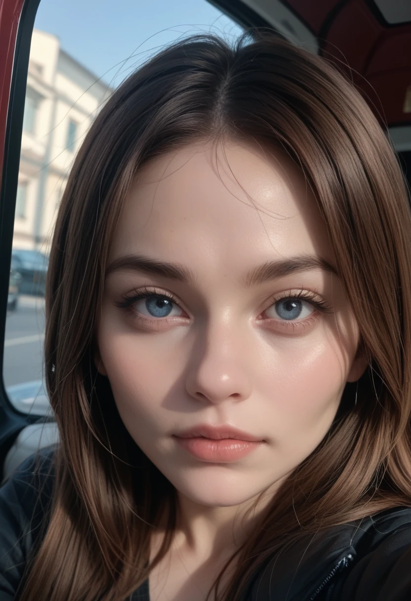  Russian woman taking a selfie with only half of her face