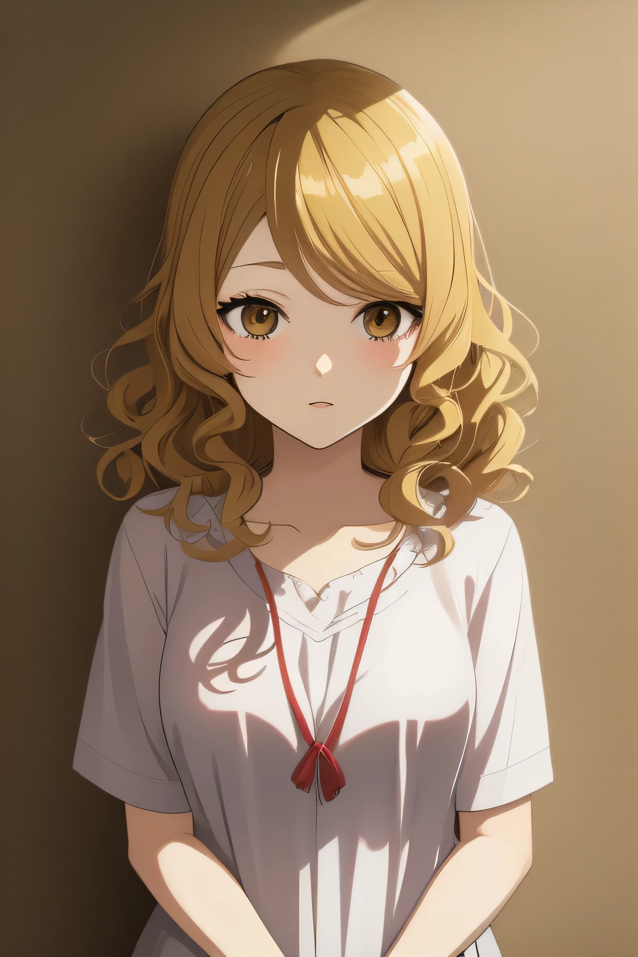 Ao Haru Ride Anime Style Girl With Curly Blonde Hair And Brown Eyes