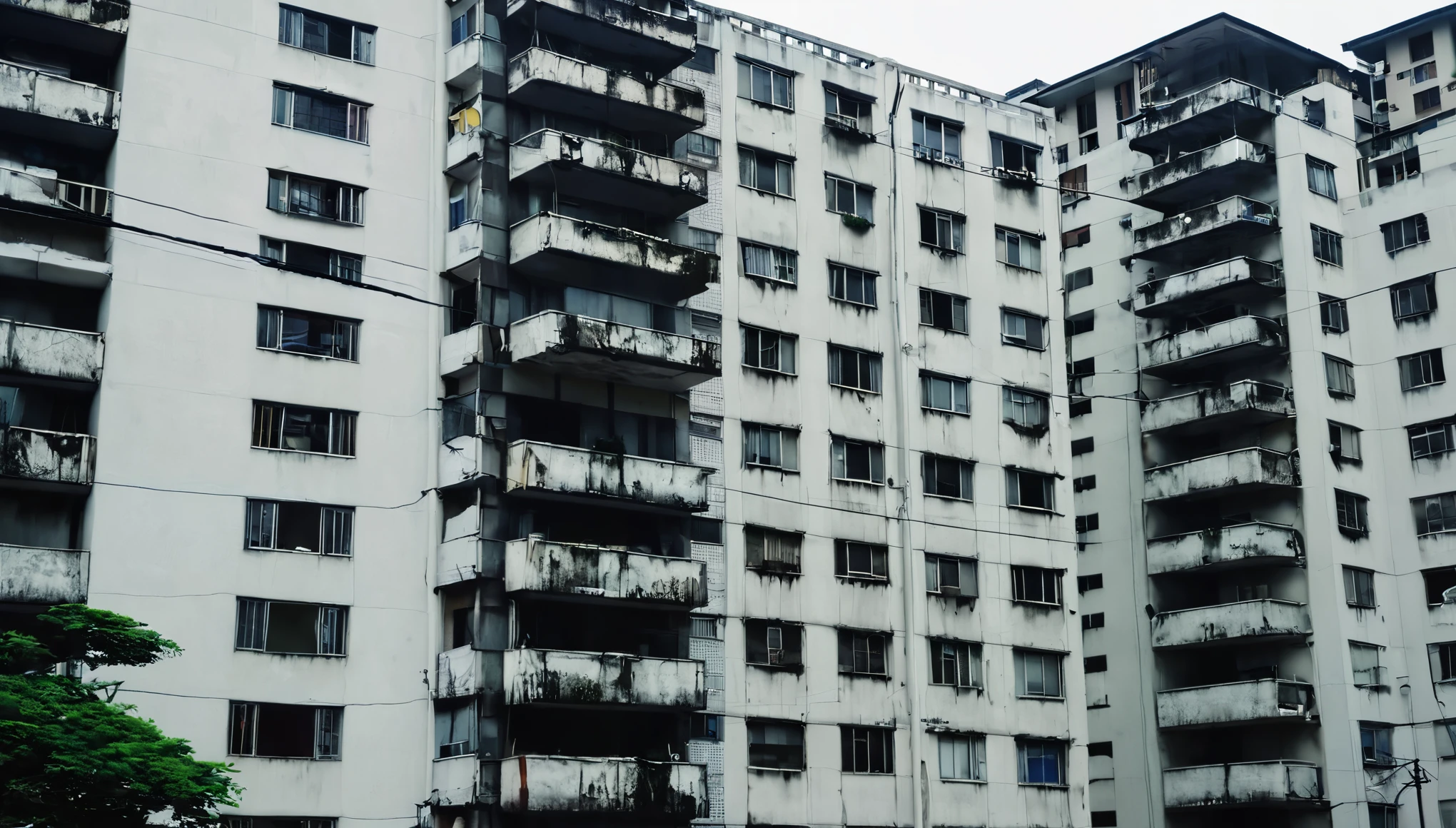 High-rise apartment building、exterior、Creepy、