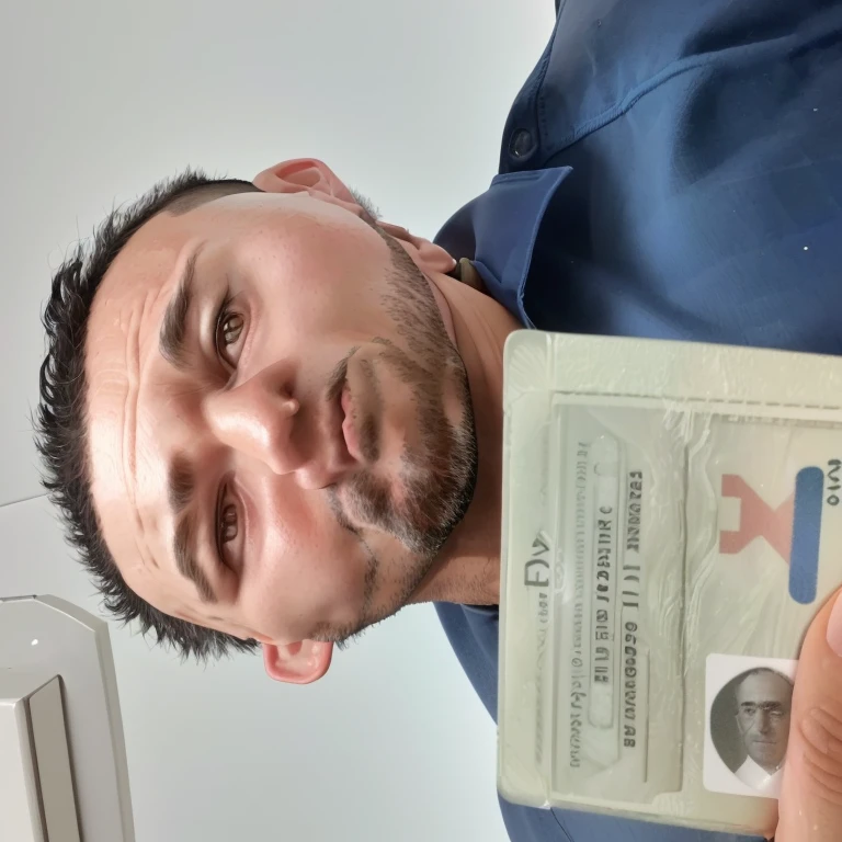 Man with fake ID card and fake ID, about 3 5 years old, 4 0 years old man, he is! about 30 years, he is about 4 0 years old, passport photo, he is about 40 years old, 3 6 years old, david rios ferreira, very low quality image, age 38