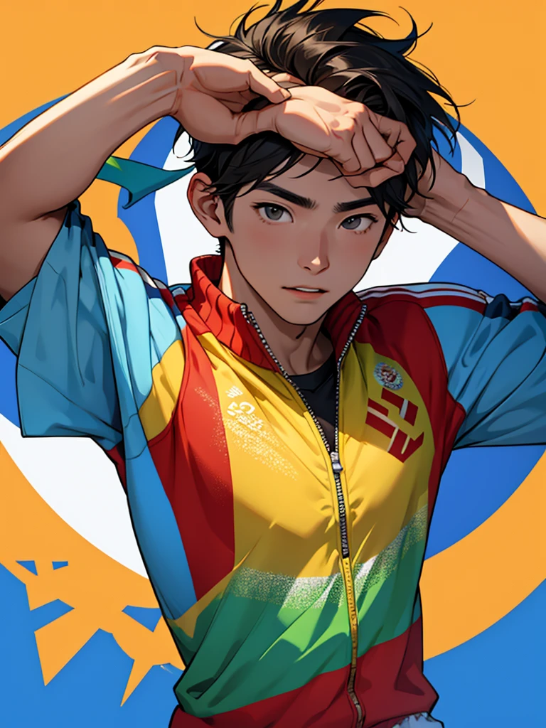 imagine an Olympic athlete, he is handsome
Korean. 20-28 years old. upon arrival, victory, emotion, vibration, achievement