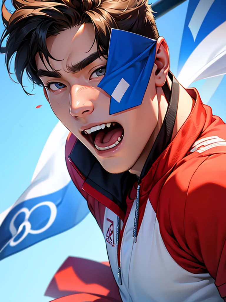 imagine an Olympic athlete, he is handsome
Korean. 20-28 years old. upon arrival, victory, emotion, vibration, achievement