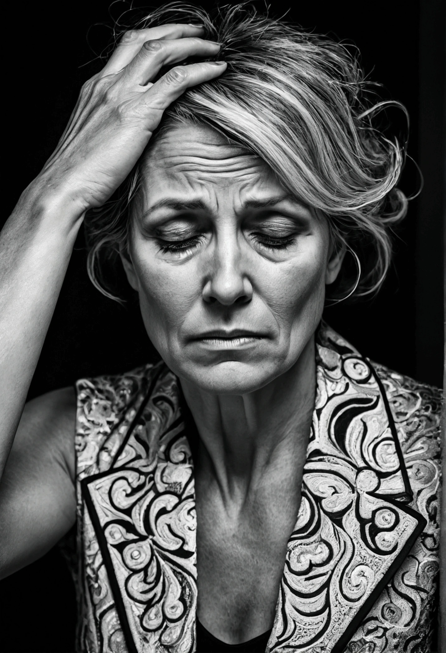 Exhausted 40-year-old woman