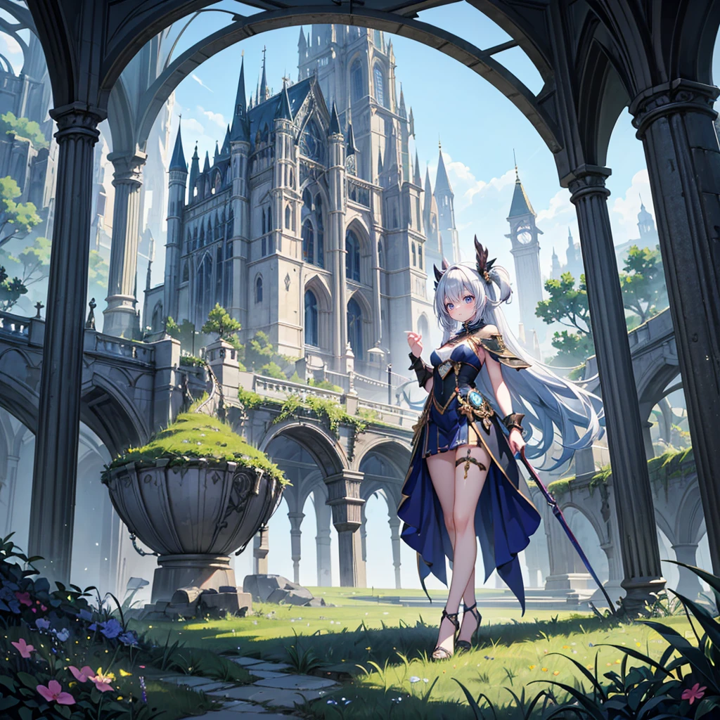 (Full body), solo, 1 beautiful girl wearing fantasy clothes, posing, in the fantasy world, nature fantasy landcape background, random wearther