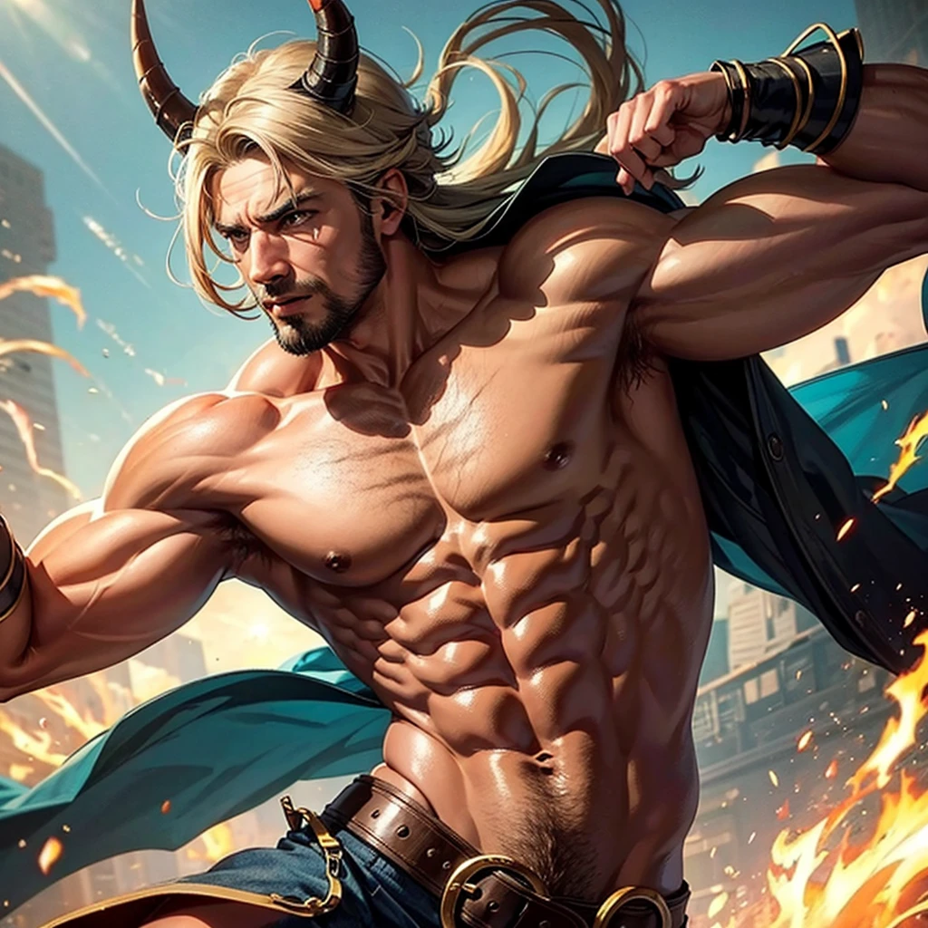 muscular man with horns