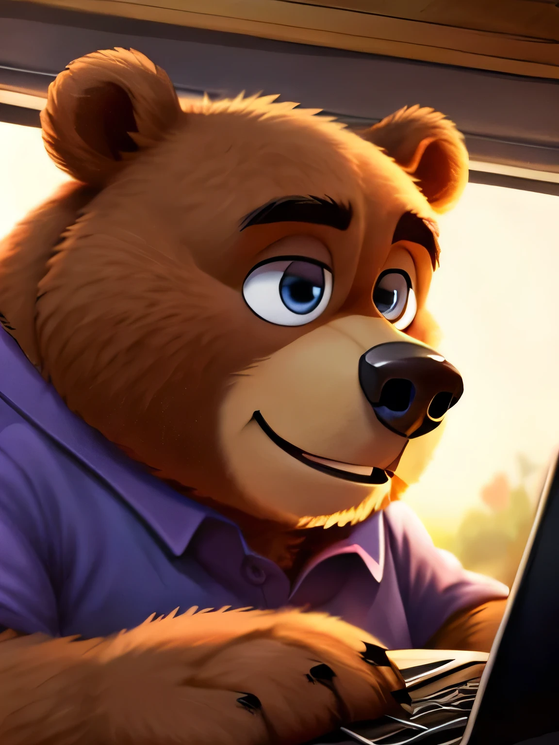 Bear, Cartoon, character, Pixar, high quality