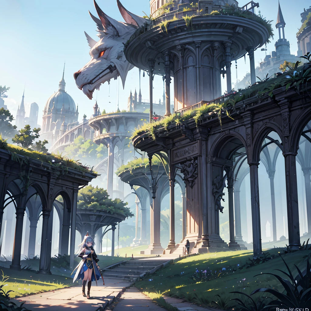 solo, 1 beautiful girl wearing fantasy clothes, walkinig in the fantasy world, nature fantasy landcape background, random wearther