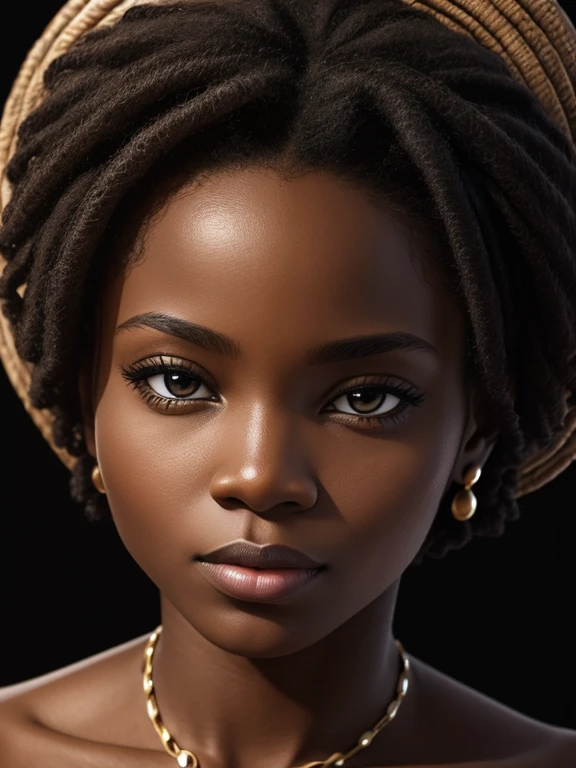 woman, face, close up, african, black, solid background