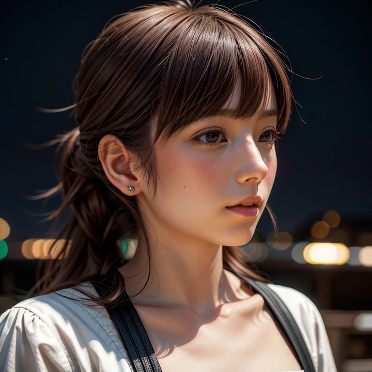 (((Misako Renbutsu)))Beautiful Young Female with Braided pigtails flowing over the bust top(in Dusk City Street), extremely delicate and beautiful,Outstanding light and shadow,Clear and bright sunlight, Professional portrait (Face Closeup from below), Semi-nude photography, ((backlighting, beltbra)), {(Tyndall effect)|lens flare|Shade|bloom|[chromatic aberration]} (Oodles Blurred Colorful Lights (Starry particles)), TopQuality Masterpiece of 8K Ultra-detailed DigitalPainting (by Jeremy Lipking) 