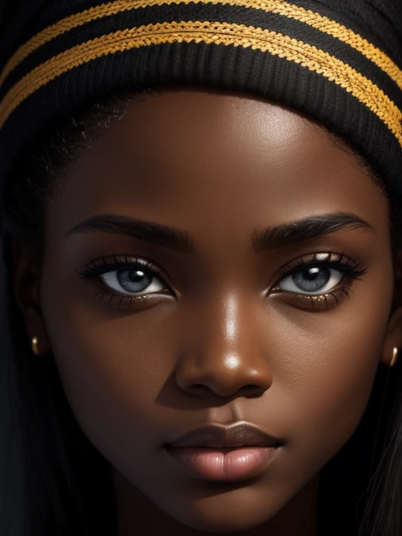 woman, face, close up, african, black, solid background