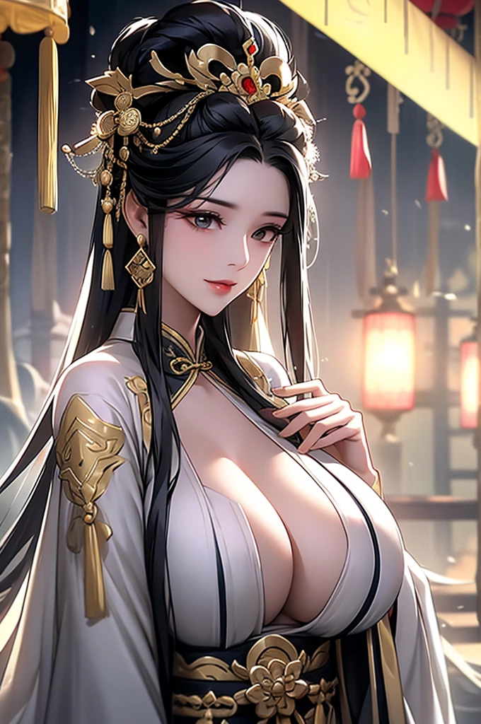 Black Hair, Immortal, Royal sister, Stepmother, Gold Robe, Taoist robe, Chinese style, Hair Bunch, Big breasts