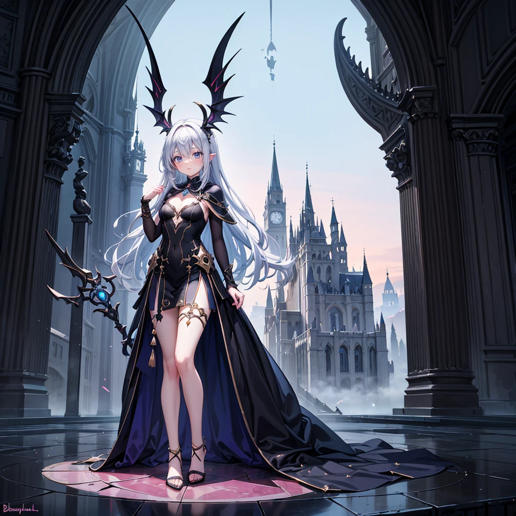 (Full body), solo, 1 beautiful girl wearing stunning fantasy clothes, posing, standing female pose, in the fantasy world, beautyful fantasy landcape background, random wearther