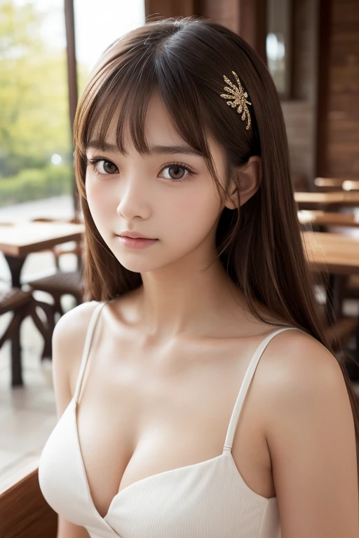 one girl, (a beauty girl, delicate girl:1.3), (, change:1.3),水着
break, Definition of very fine particles, (Symmetrical eyes:1.3),
break, (Cafe:1.3), perfectly trimmed fingers,
break, Large Breasts, Brown eyes, Parted bangs, Brown Hair, girl,
break, (Eye and facial details:1.0),
break, (masterpiece, Highest quality, Very detailed, Detailed face, 8k)