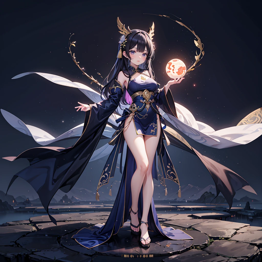 (Full body), solo, 1 beautiful girl wearing stunning chinese fantasy clothes, posing, standing female pose, in the fantasy world, beautyful fantasy landcape background, random wearther