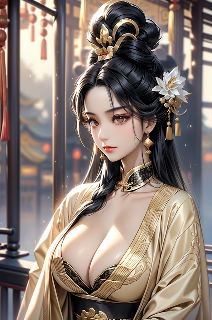 Black Hair, Immortal, Royal sister, Stepmother, Gold Robe, Taoist robe, Chinese style, Hair Bunch