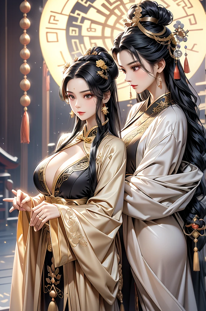 Black Hair, Immortal, Royal sister, Stepmother, Gold Robe, Taoist robe, Chinese style, Hair Bunch