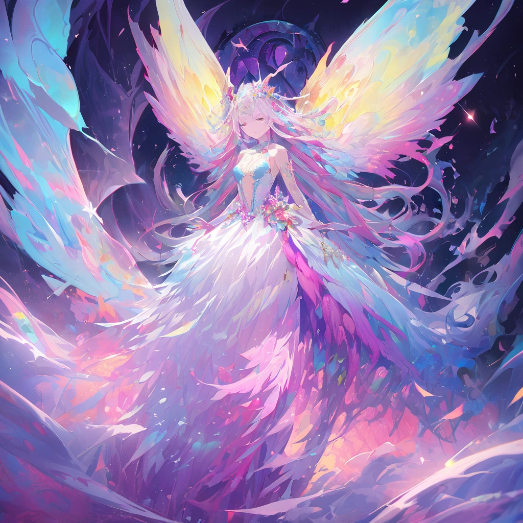 A shining presence, At the same time, ethereal and mysterious, The fairy-like, Lovecraftian quantum cruiser glows with otherworldly hues, The tentacles transform into delicate wings as they fly across the void.. This surreal presence is the main focus of the acrylic painting, Capturing the essence of cosmic horror intertwined with fantastical beauty. Exquisite detail and vibrant colors pop off the canvas, Create immersive and captivating visual experiences. anime