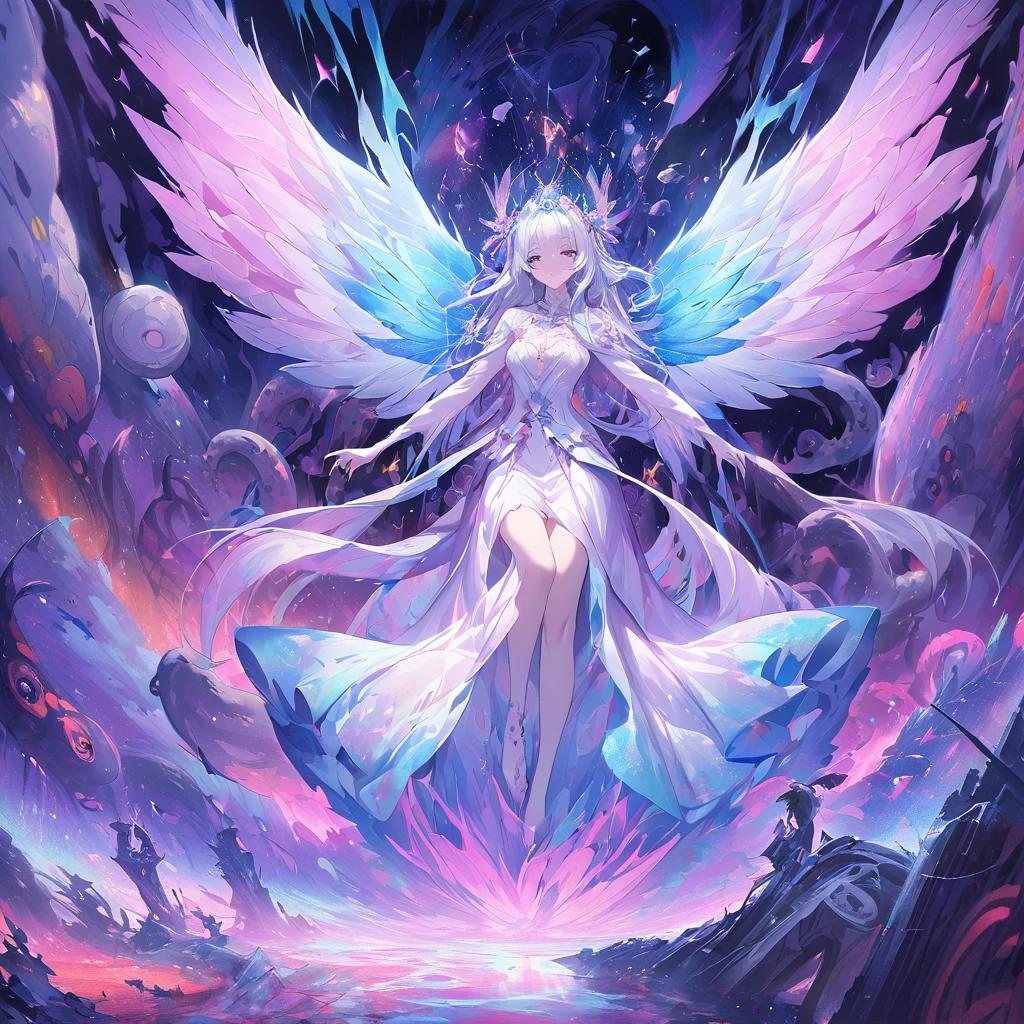 A shining presence, At the same time, ethereal and mysterious, The fairy-like, Lovecraftian quantum cruiser glows with otherworldly hues, The tentacles transform into delicate wings as they fly across the void.. This surreal presence is the main focus of the acrylic painting, Capturing the essence of cosmic horror intertwined with fantastical beauty. Exquisite detail and vibrant colors pop off the canvas, Create immersive and captivating visual experiences. anime