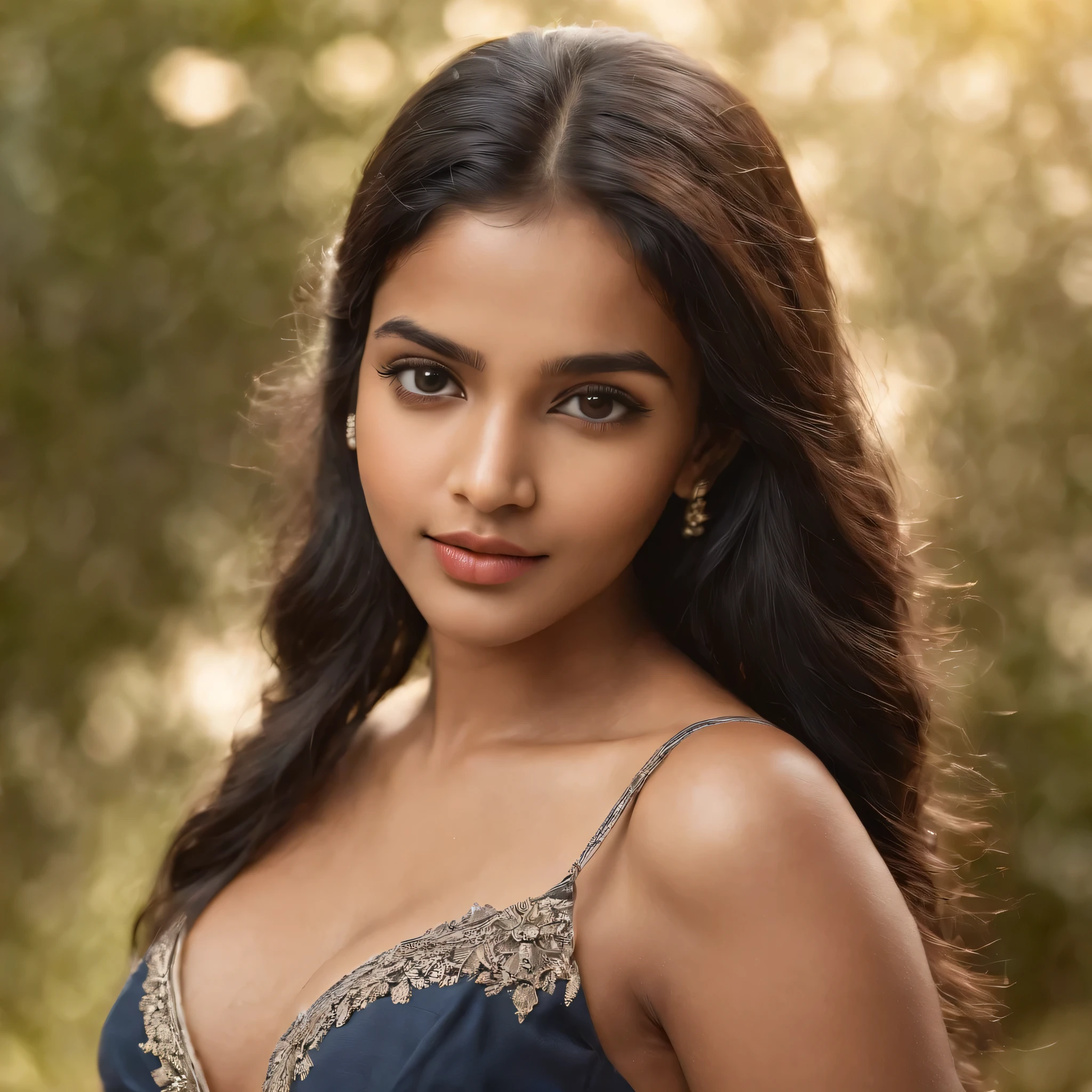 a young beautiful sri lankan girl, 20 years old, black hair, stunning detailed face, beautiful detailed eyes, beautiful detailed lips, extremely detailed face and features, exotic beauty, hourglass figure, shapely breasts, sensual pose, graceful movement, vibrant colors, natural lighting, hyper realistic, realistic