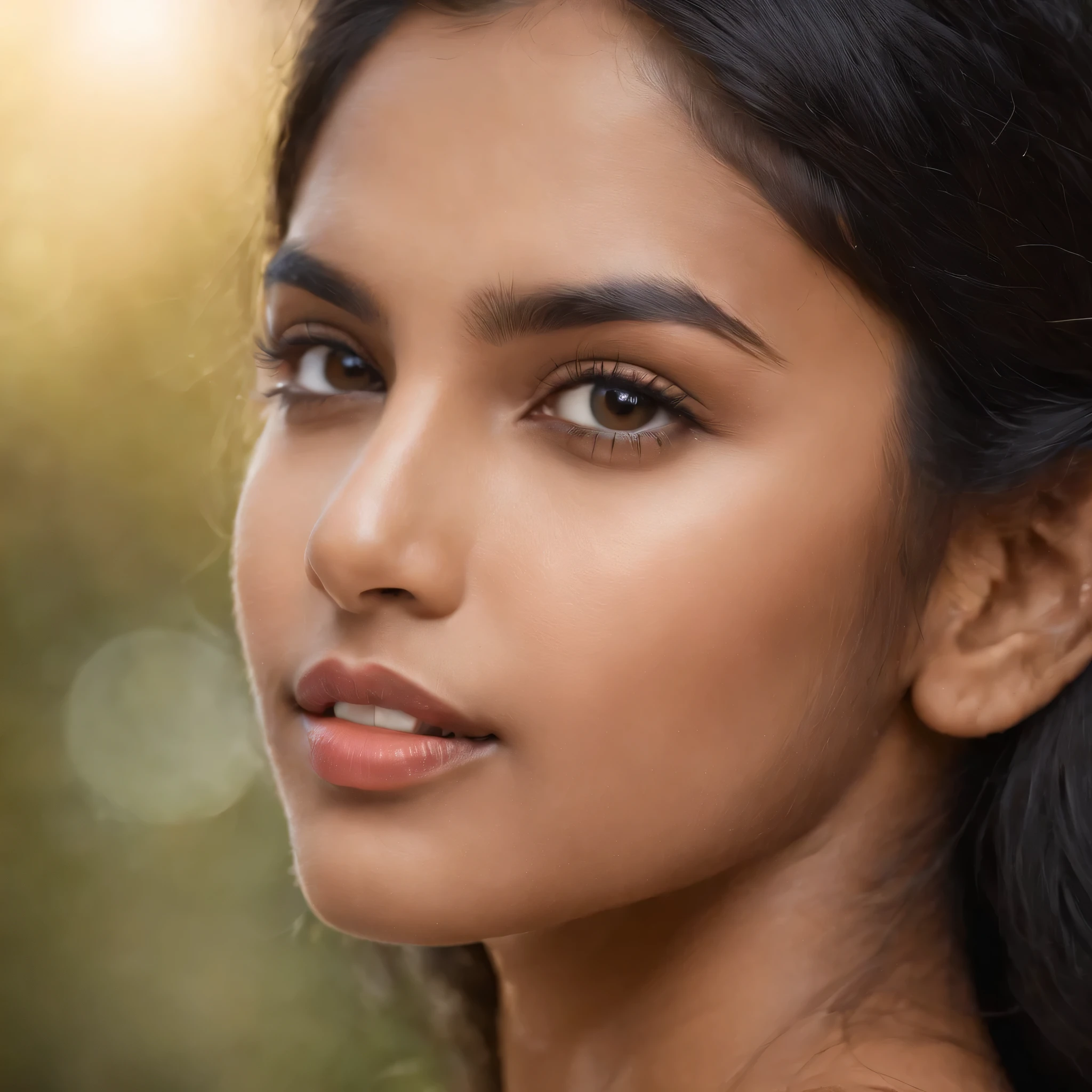 a young beautiful sri lankan girl, 20 years old, black hair, stunning detailed face, beautiful detailed eyes, beautiful detailed lips, extremely detailed face and features, exotic beauty, hourglass figure, shapely breasts, sensual pose, graceful movement, vibrant colors, natural lighting, hyper realistic, realistic