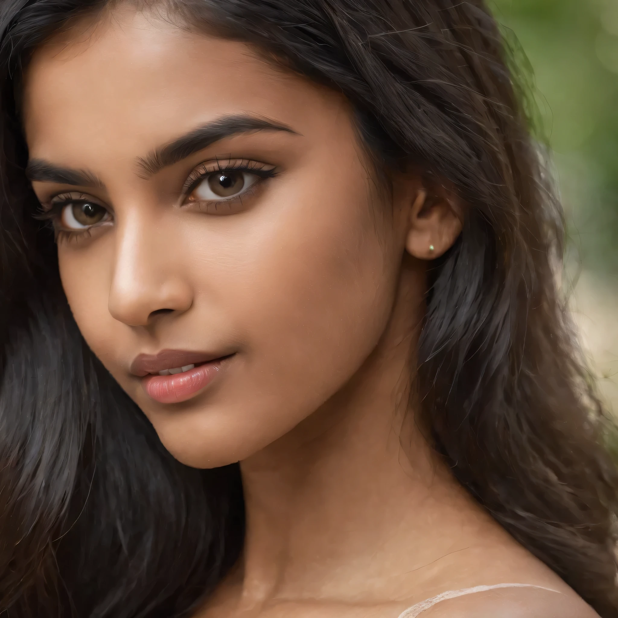 a young beautiful sri lankan girl, 20 years old, black hair, stunning detailed face, beautiful detailed eyes, beautiful detailed lips, extremely detailed face and features, exotic beauty, hourglass figure, shapely breasts, sensual pose, graceful movement, vibrant colors, natural lighting, hyper realistic, realistic
