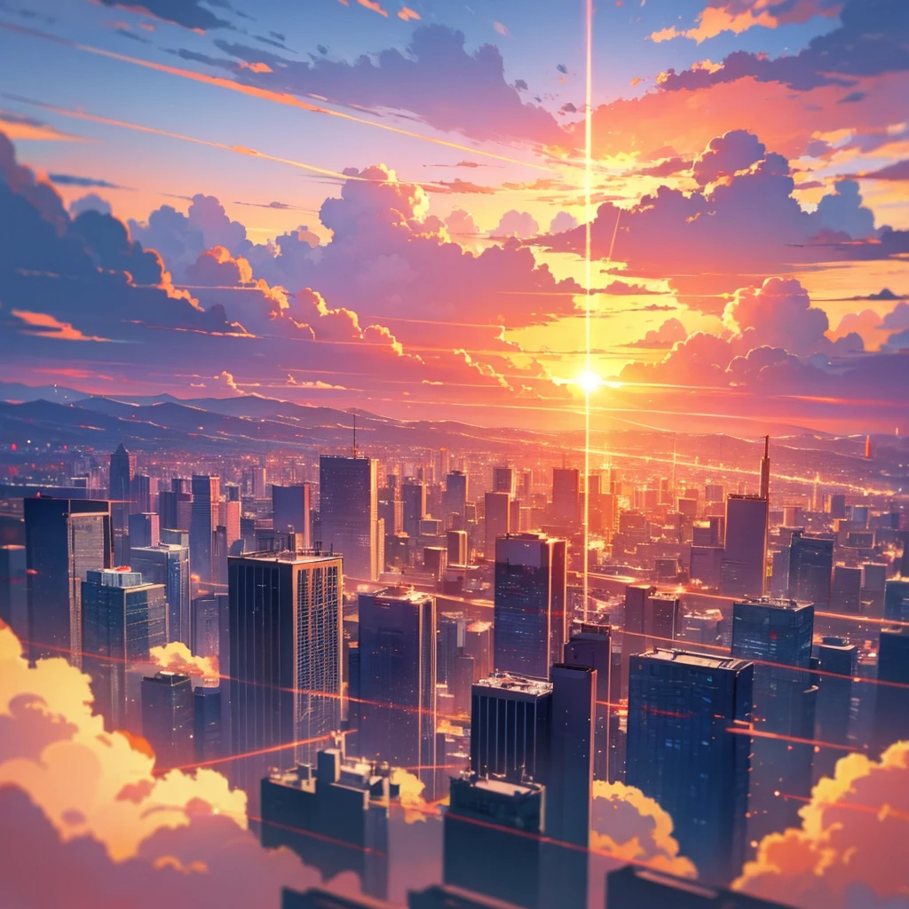Sunset, City, Cloud, Animation, Your name.