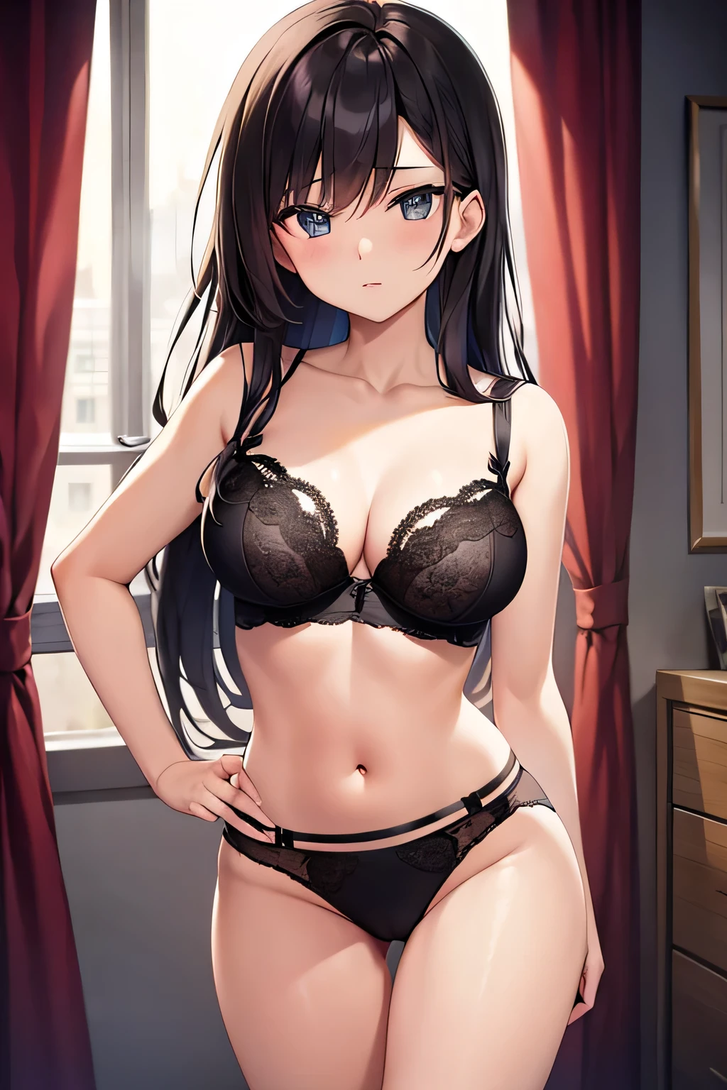 Sexy beauty trying on underwear