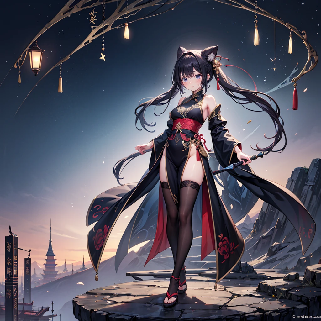 (Full body), solo, 1 beautiful girl wearing chinese fantasy clothes, posing,  stunning beautyfull fantasy world background, panorama view