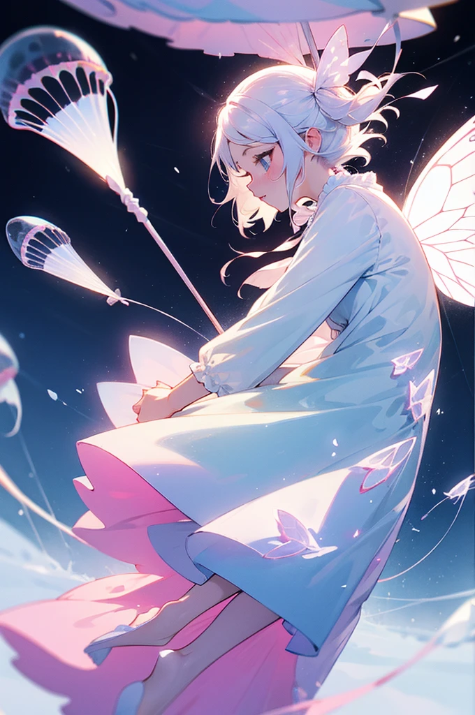 Woman Cupid Jellyfish Butterfly Snow Crystal