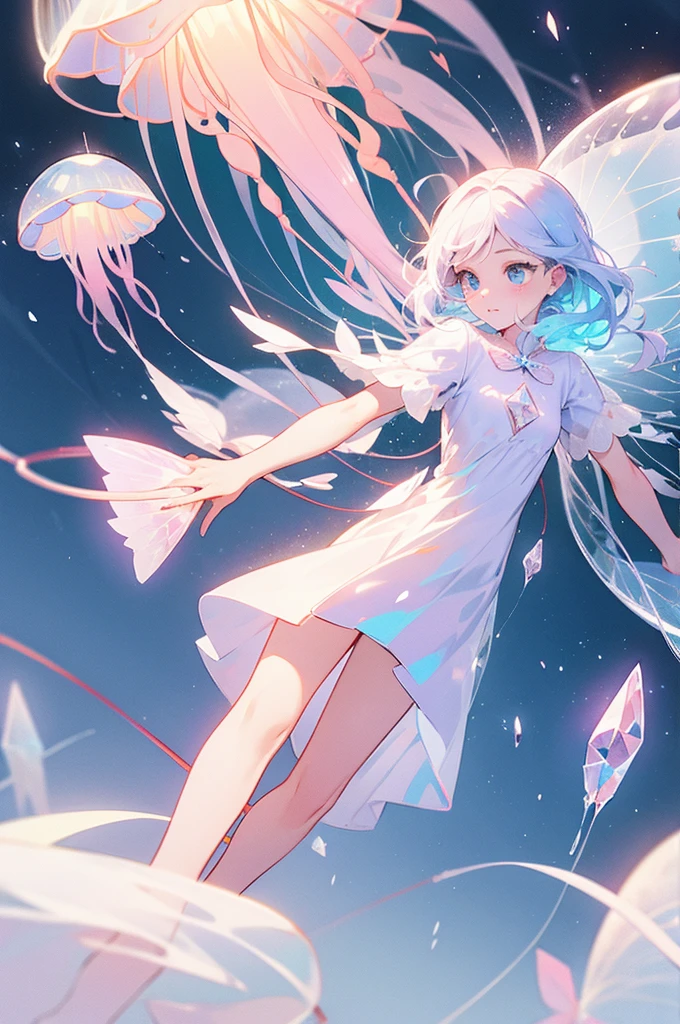 Woman Cupid Jellyfish Butterfly Snow Crystal