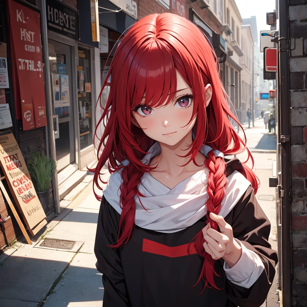 Girl with dyed red hair