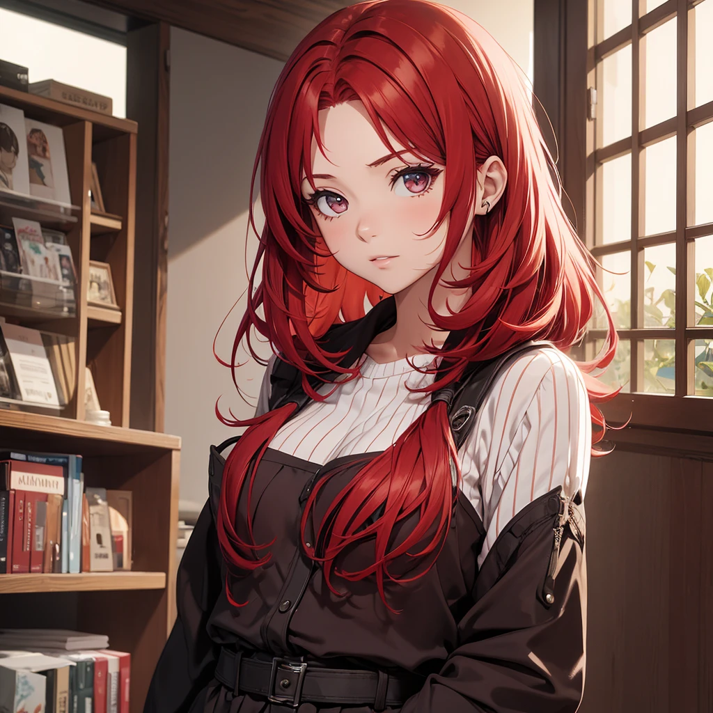 Girl with dyed red hair