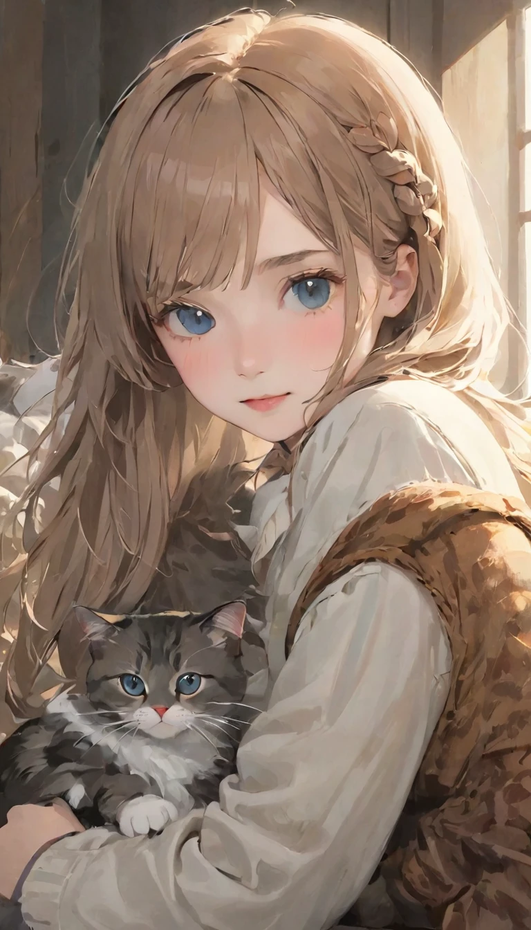 Three-haired cat、Relaxing cat、Three-haired cat、Correct description of cats、pretty girl