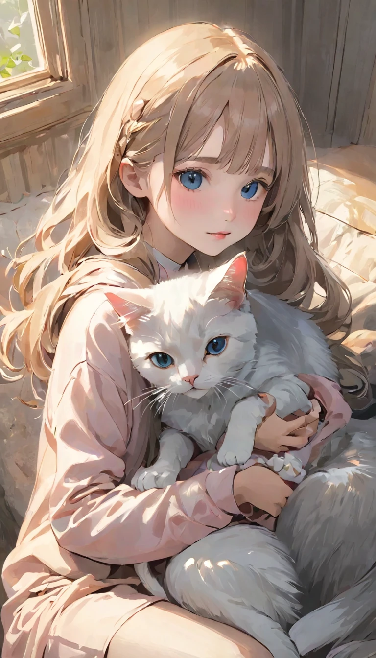 Three-haired cat、Relaxing cat、Three-haired cat、Correct description of cats、pretty girl