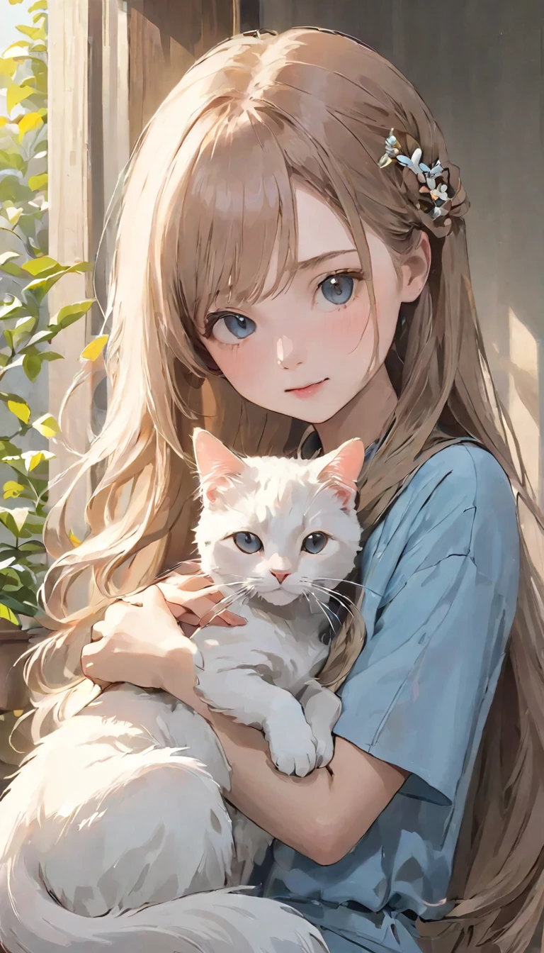 Three-haired cat、Relaxing cat、Three-haired cat、Correct description of cats、pretty girl