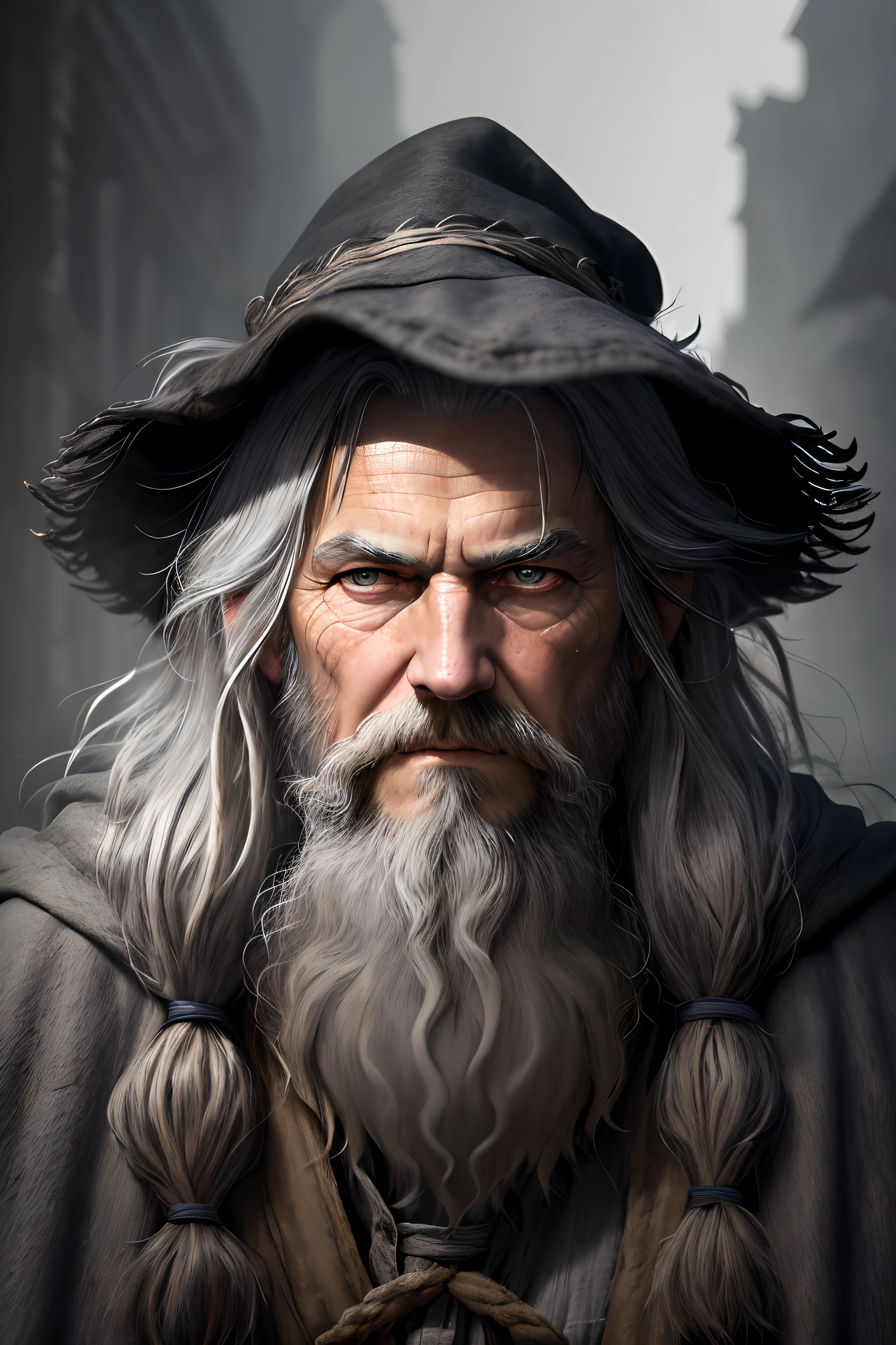 photoshot, evil old hermit, Mediovale, piercing_deep_eyeballs, wrinkled face, tenebrosa_stitched_layer, (dramatic lighting:1.25), (gloomy background:1.2), (grimy_ disheveled_gris_body hair:1.2), (far away_velues_barba:1.3), (faded colors:1.1), (sharp focus:1.1), (eyeshadows:1.2), (Subtle HDR:1.3), (textura de pele realista:1.25), (detailded body hair:1.2),  (gritty texture:1.1), (cinematic appearance:1.2), (powerful pose:1.3), (blush:0.5), (shiver:0.5), underground dispersal, detailded_gris_eyeballs