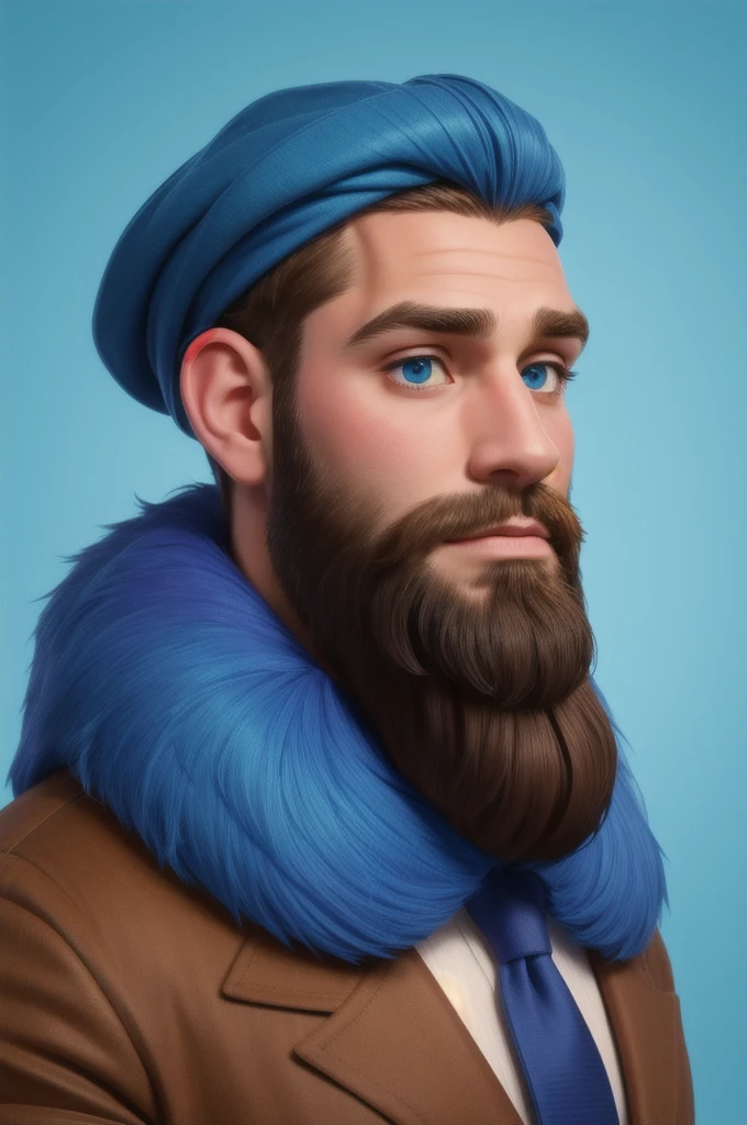 handsome bearded man, blue hue, artistic portrait