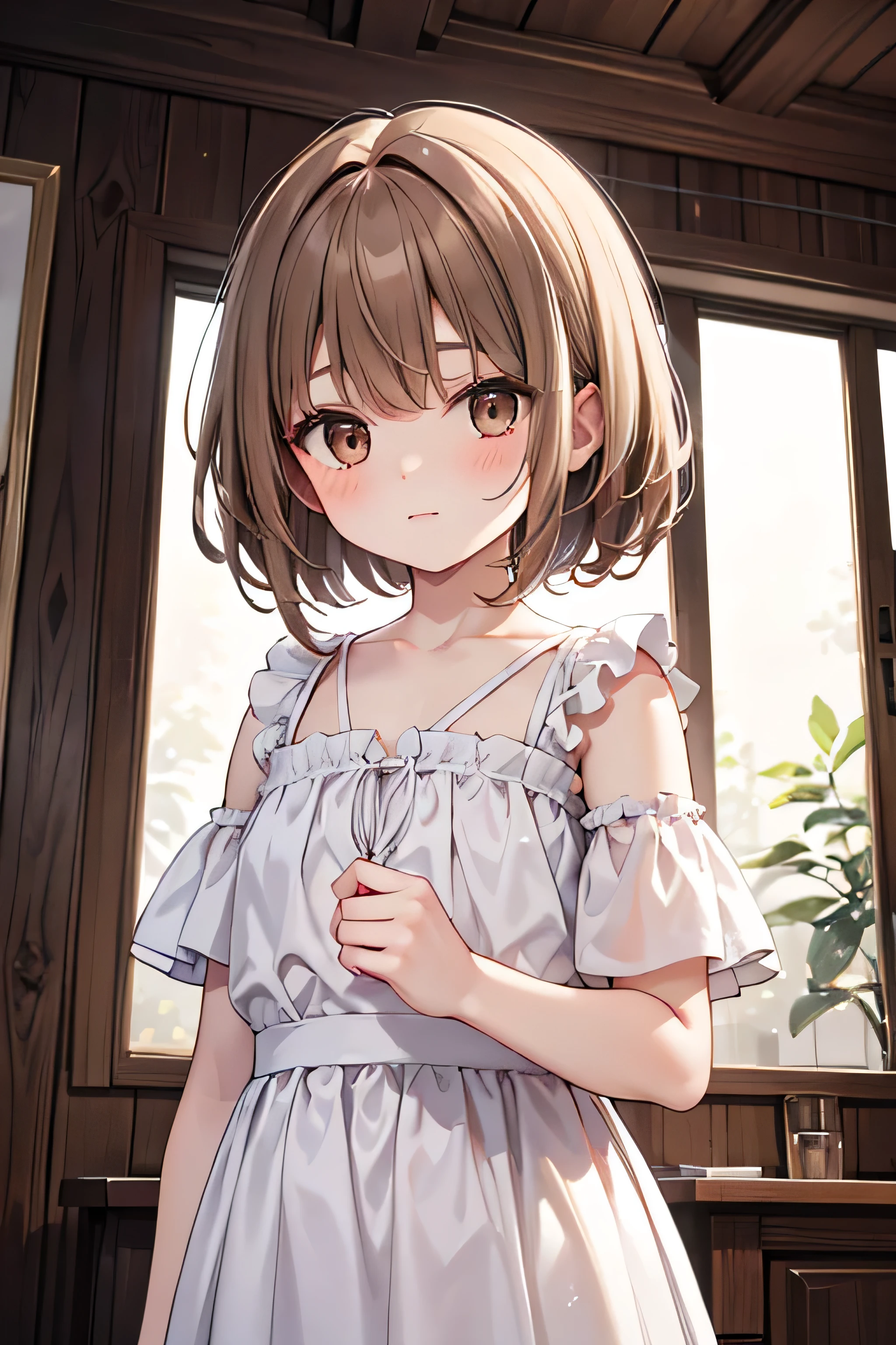 A young girl with soft light brown hair and brown eyes