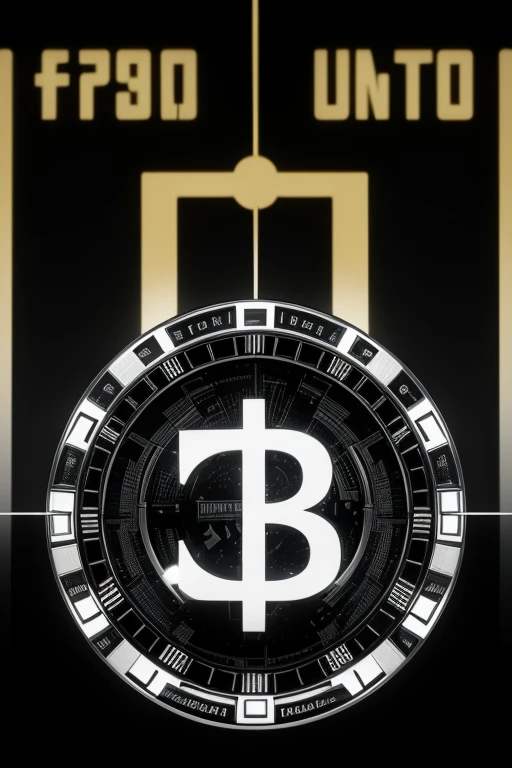 Create an image of a digital currency with the Petro symbol, surrounded by warning signs and questions about economic sanctions. Use digital textures and warning colors. The font must be modern and prominent, drop shadow, image fill, motion lines, multiple monochrome, super detail, high details, high quality