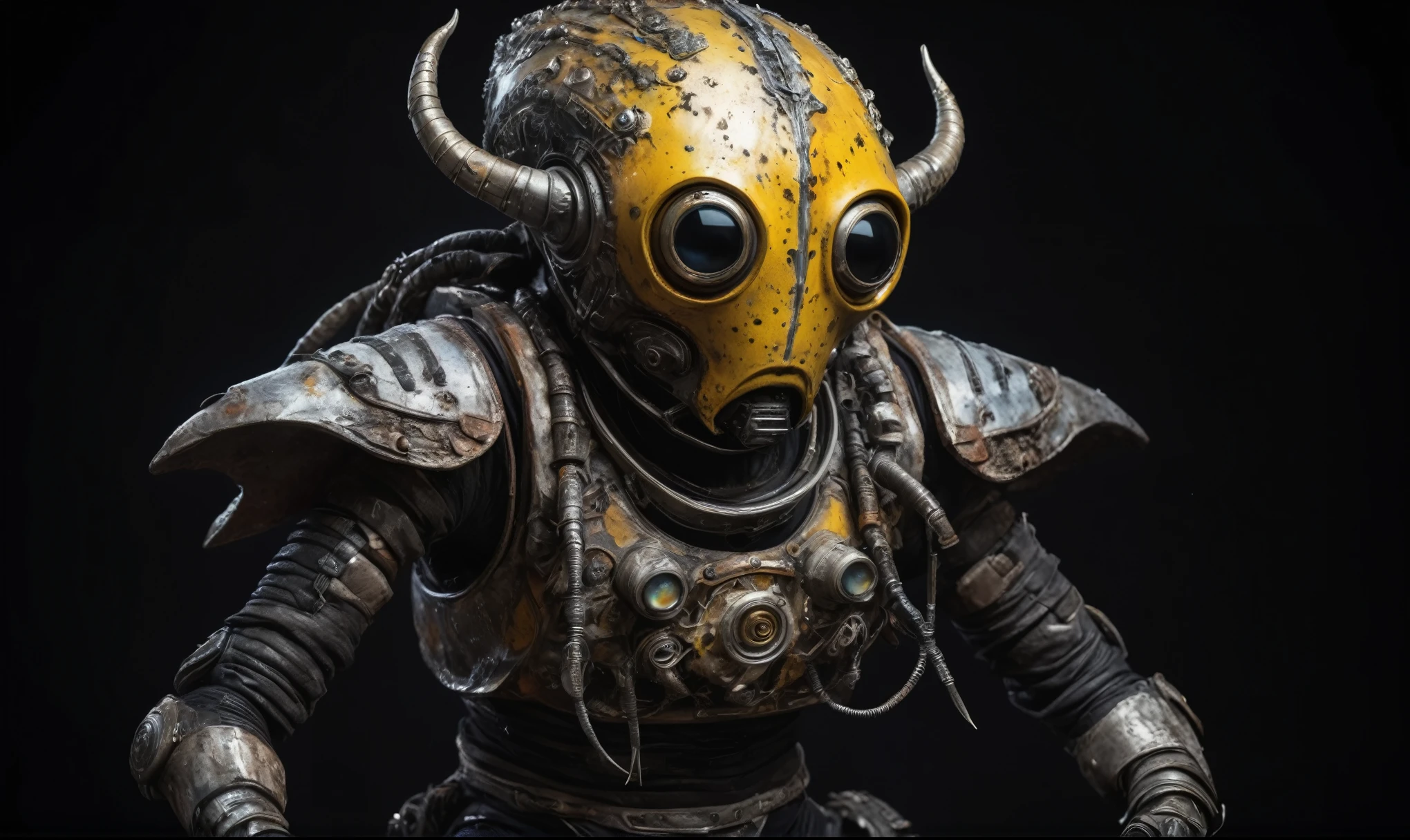 full body length shot,nerd graphite  Alien Entity,native africa slave ,azctec Finnish Lapland,Cinematic,soft colors, Technicolor,natural skin textures, hyper realism, hyper detailed,Extremely detailed,High contrast,Masterpiece,Realistic,Ultra Detailed, intricate details,realistic humid leather,extremely intricate details,Epic Realistic, cinematic style, irina yermolova,high contrast,hdr,extremely detailed, [deep night landscape],masterpiece, intricate details, eyes extremely detailed, high detailed eyes,8k resolution,retina, Nikon Z9,Korea,orc,Egypt, Pisces, transition between two art styles,full body length, Double contact, X-ray, Creative, vivid light, fantasy, Abstract, Surrealism, super detailed, high resolution,insanity national folk wear,skin  almost translucent, gothic elements,Mestichino,Light particles,chaos,starfish's leather,"(The best lighting, dark, dramatic), terror.),(fish eyes, A Modern flat toon Crazy whit a Big ONE a Only Eye Robot USSR , and helmet Style, tongs in hands, Tv head, pinhead, camouflage Yellow White Pink Rusty, Ambient in a meteorite crater super detailed, 
