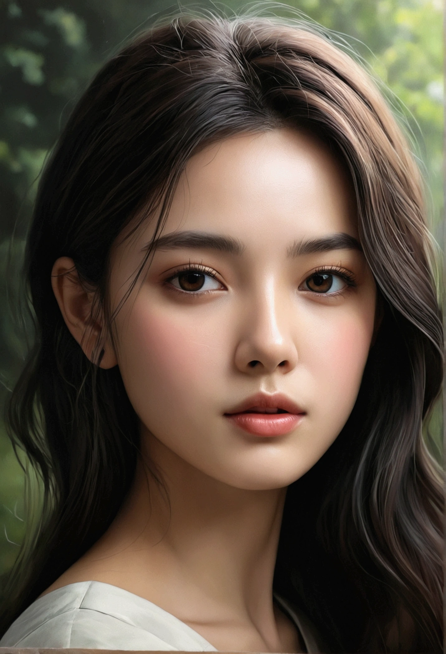 ultra-realistic, lifelike portrait painting),(Prompt B:beautiful and dreamy landscape painting),(Prompt C:dark and moody abstract painting)