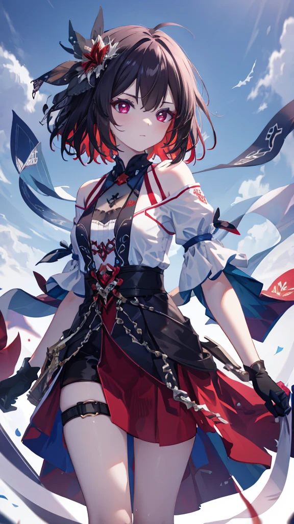 girl，Clarity，high-definition，High Detail，Rich in details，transparent，纹理Clarity，beauty，grace，nature，Red eyes，long hair，