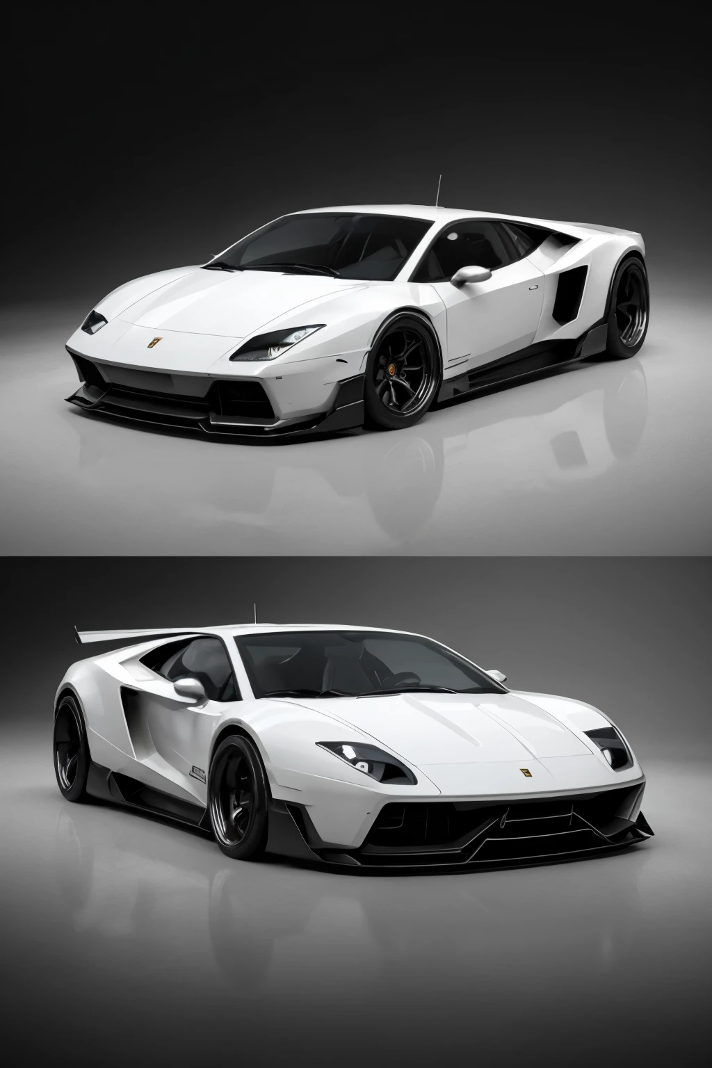 (Realistic:1.5), digital art, blend, Lamborghini Countach and Ferrari California, futuristic mixture, full vehicle, dynamic perspective, daytime, vibrant colors, high-quality, detailed design, masterpiece, intricate details, fusion of classic and modern, 4K UHD, sleek lines, aerodynamic body, chrome accents, glossy finish, advanced technology, engine detail, futuristic wheels, futuristic interior, luxurious comfort, movie-like effects, neon lights, digital rendering, cinematic feel.